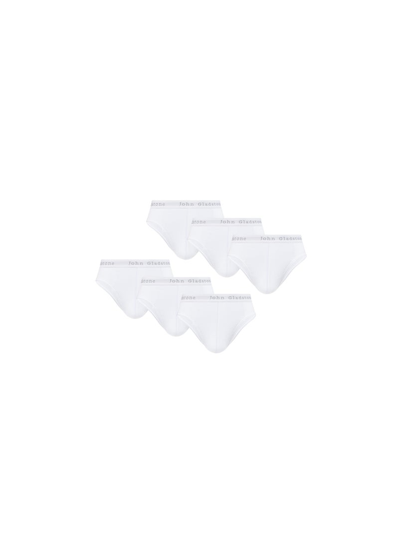 جون جلادستون جون غلادستون، سراويل داخلية رجالية بيضاء بمطاط خارجي، عبوة من 6 قطع - Image 1